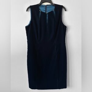 Elie Tahari Jemra Velvet Cutout Keyhole Sleeveless Midi Sheath Dress Blue 12
